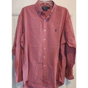 POLO RALPH LAUREN BUTTON DRESS SHIRT Size L - RED WHITE BLUE CHECK -BLAKE -PONY